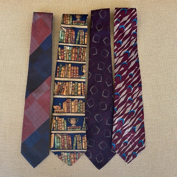 Vintage Print Mens Ties Bundle Set of 4 - Picture 1 of 5